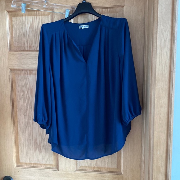 Pleione Tops Plus Size Career Blouse In Navy Poshmark